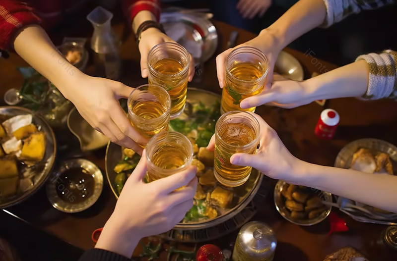 年轻朋友们在火锅店吃饭喝啤酒聚会,高清,摄影图,摄影图片,图片大全,摄影图免费下载